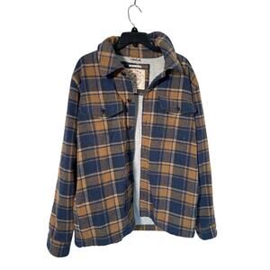 Fat Face Mens Milton Jacket Overshirt Flannel Shacket Brown Blue Size Large